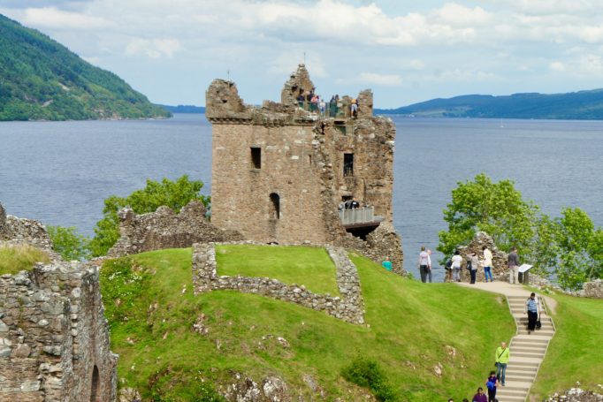 Urquhart Castle looking east across Loch Ness in the Scottish Highlands