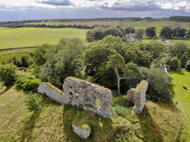 Ruins of Skelbo Castle beside Loch Fleet in the Scottish Highlands